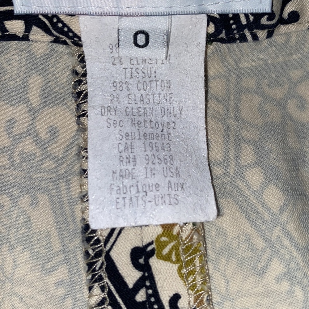 HPπ Michael Kors Bergdorf Goodman vintage pants black Zip yellow green print 0 - Picture 5 of 9